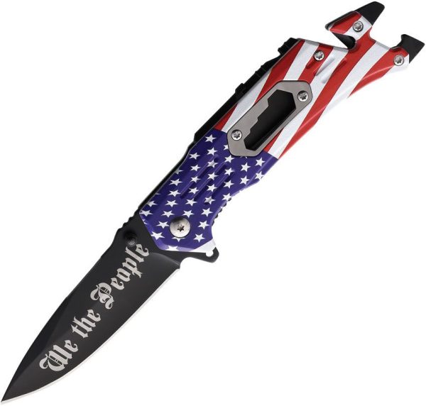 S-TEC American Flag Linerlock A/O Aluminum