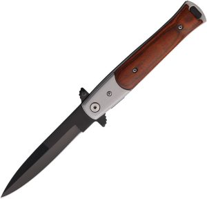 S-TEC Stiletto Style Linerlock - Brown Wood Assisted