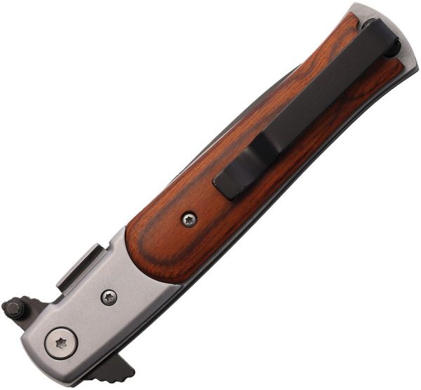 S-TEC Stiletto Style Linerlock - Brown Wood Assisted