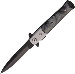 S-TEC Stiletto Style Linerlock - Black Swirl Acrylic