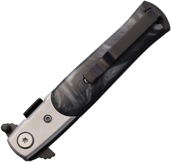 S-TEC Stiletto Style Linerlock - Black Swirl Acrylic