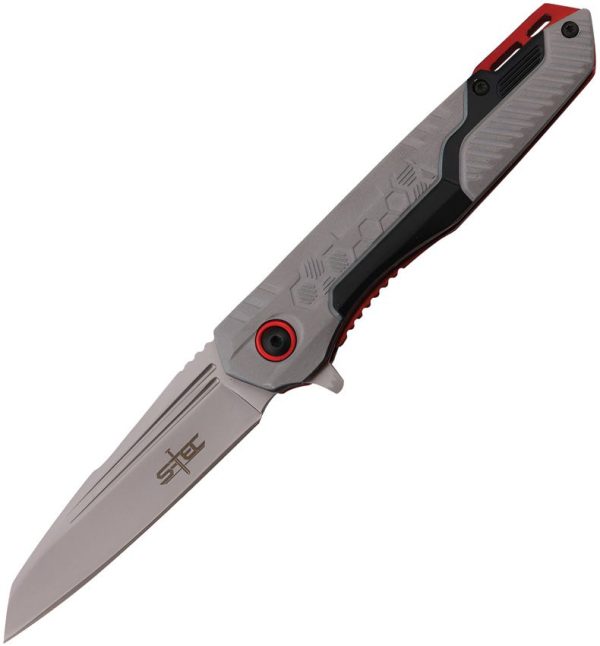 STT271278.jpg S-TEC Linerlock A/O Gray/Red Aluminum Handle