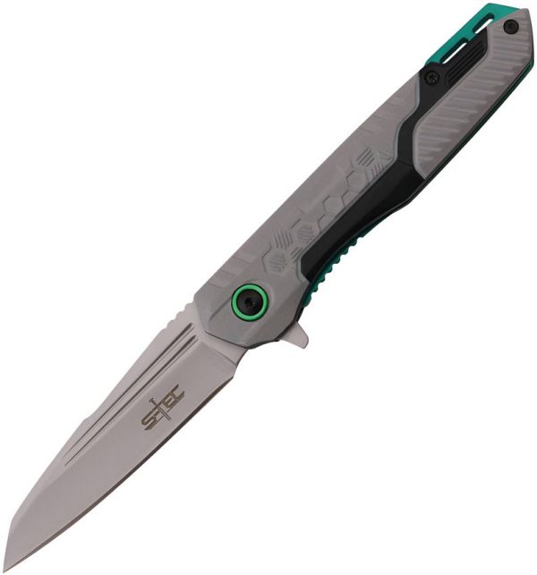 S-TEC Linerlock A/O Gray/Green Aluminum Assist