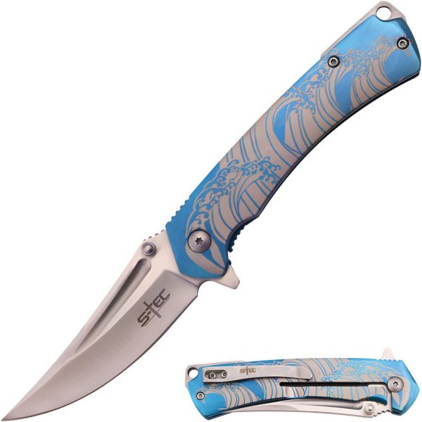 S-TEC Framelock A/O Blue Assisted Opening Knife