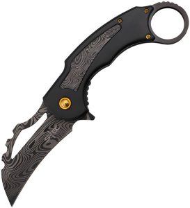 STT27208BK.jpg S-TEC Karambit Linerlock A/O Black Damascus Knife