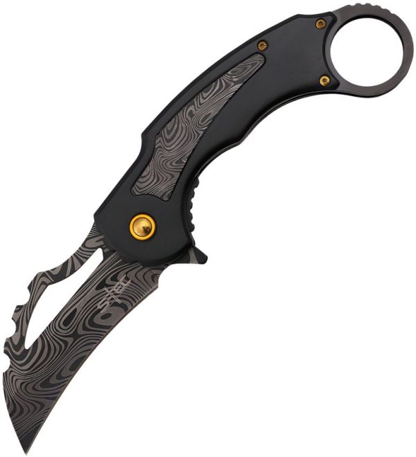 S-TEC Karambit Linerlock A/O Black Damascus Knife