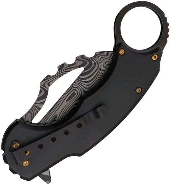 S-TEC Karambit Linerlock A/O Black Damascus Knife