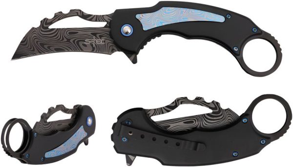 S-TEC Karambit Linerlock A/O Blue Damascus Knife