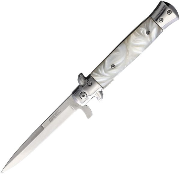 S-TEC Stiletto Linerlock A/O White Handle Knife