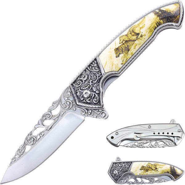 S-TEC Wildlife Framelock A/O Wolf - Assisted Opening