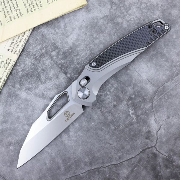 Defcon Recon Axis Lock Gray M390 Folding Knife Titanium
