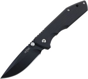 S-TEC Linerlock A/O Black Sculpted Handle