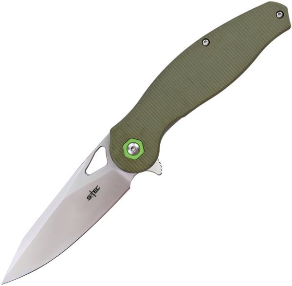 S-TEC Linerlock Green Folding Knife 14C28N Sandvik Blade