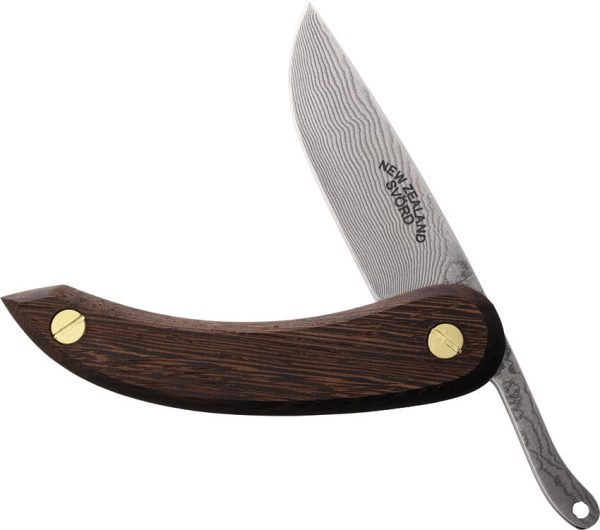 Svord Peasant Knife Damascus Folding Knife Brown Wood 3in Blade