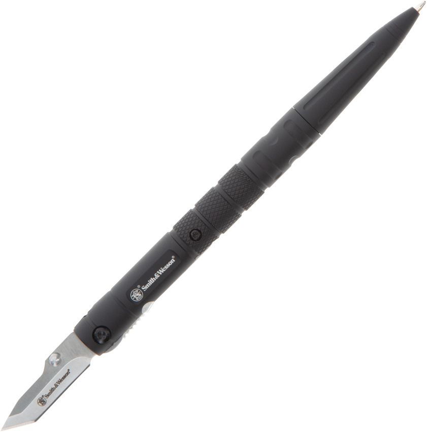Smith & Wesson Folding Pen Knife, 1.63" Blade, Black Aluminum