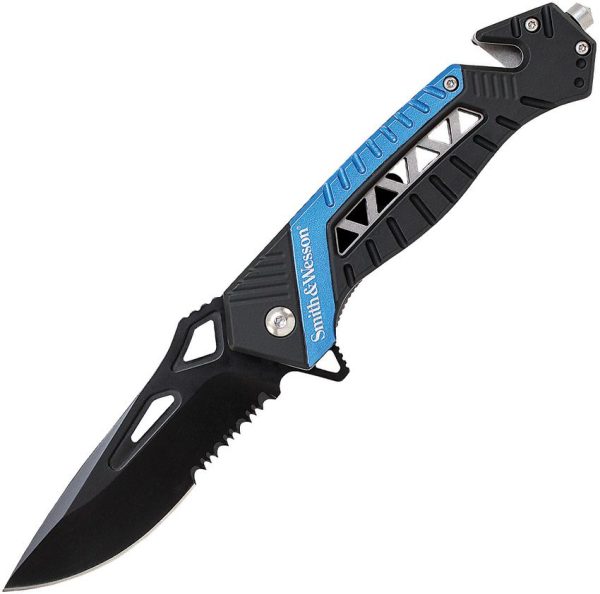 Smith & Wesson Rescue Linerlock Blue Drop Point