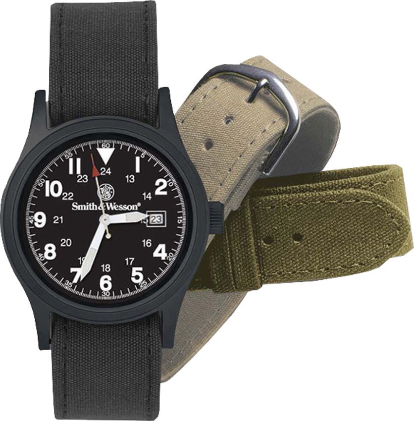 Smith & Wesson Military Watch Black Face with Canvas Bands