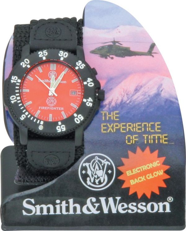 SWW455F.jpg Smith & Wesson Firefighter Watch - Red Face Luminous Dial
