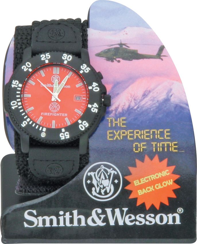 Smith & Wesson Firefighter Watch Red Face Black Nylon Band