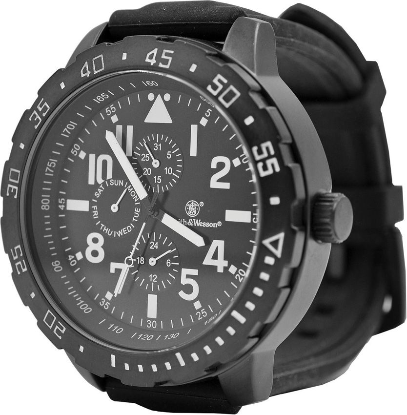Smith & Wesson Calibrator White Watch with Black Rubber Strap