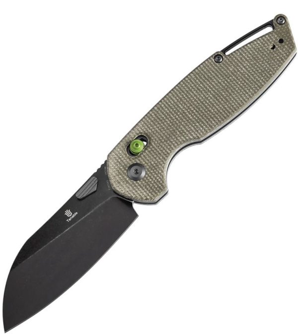 Tenable Knives Model 6 Crossbar Lock Green Canvas Folding Knife