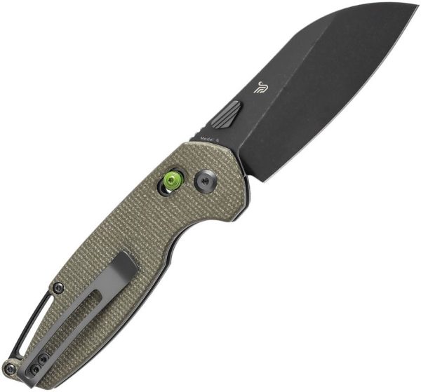 Tenable Knives Model 6 Crossbar Lock Green Canvas Folding Knife