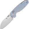 Tenable Model 6 Crossbar Lock Blue Folding Knife 14C28N Sheepsfoot