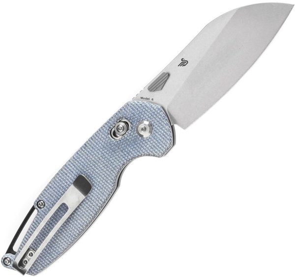 Tenable Model 6 Crossbar Lock Blue Folding Knife 14C28N Sheepsfoot