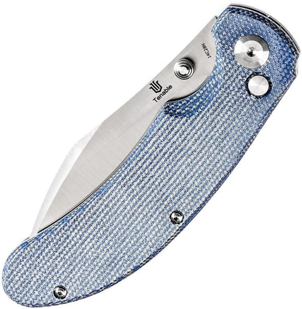Tenable Knives Nesstreet Button Lock Blue Micarta