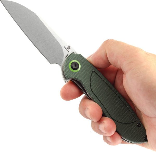 Tenable Prometheus Linerlock Green 14C28N Folding Knife EDC