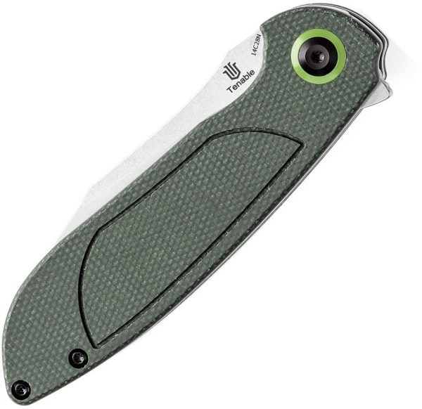 Tenable Prometheus Linerlock Green 14C28N Folding Knife EDC