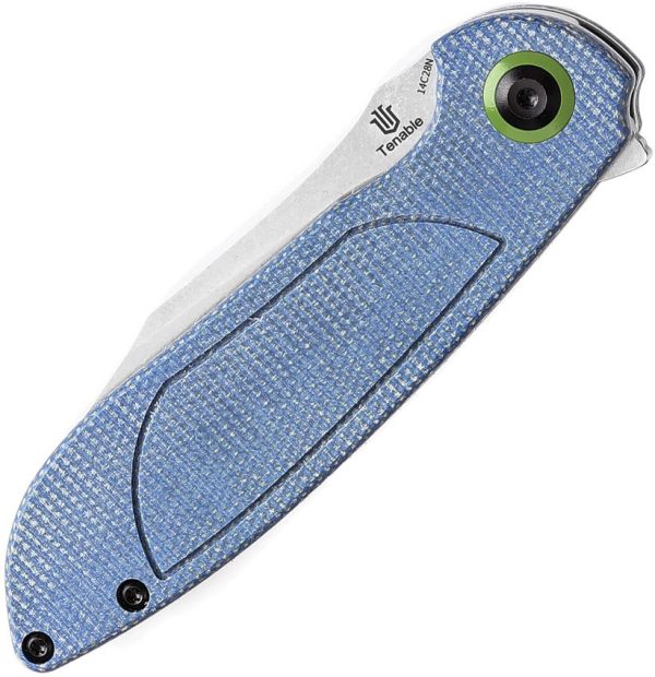 Tenable Prometheus Linerlock Blue Folding Knife 14C28N Sandvik