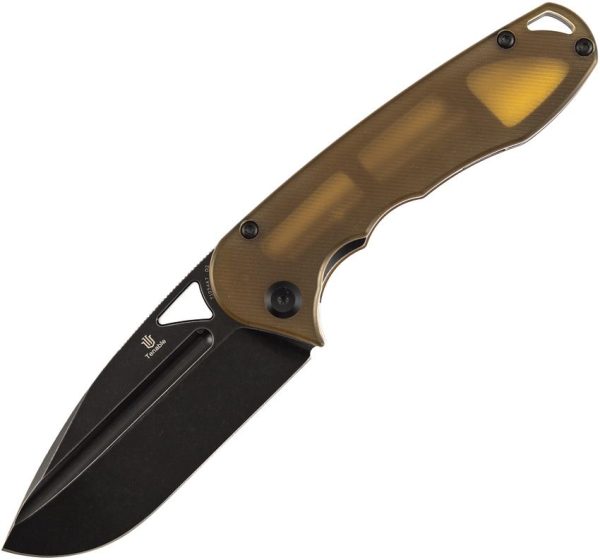 Tenable Bombur Linerlock Amber PEI D2 BlackWash Folding Knife