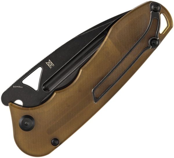 Tenable Bombur Linerlock Amber PEI D2 BlackWash Folding Knife