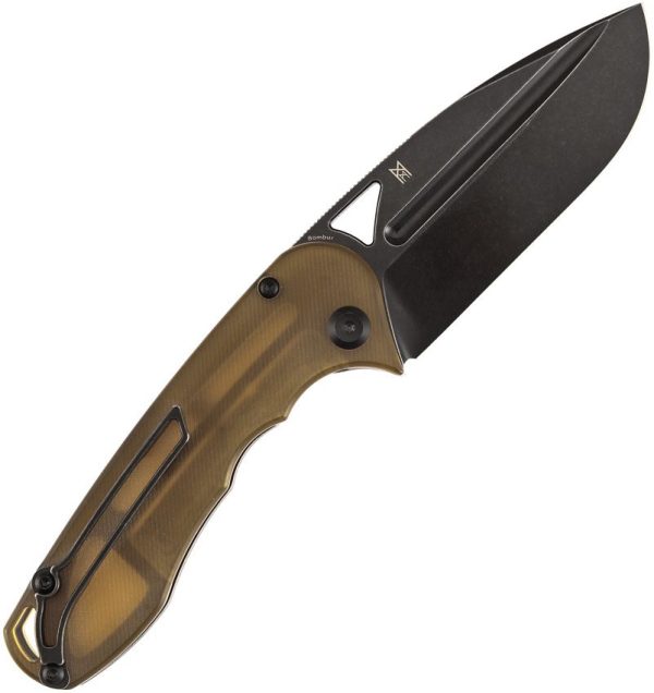Tenable Bombur Linerlock Amber PEI D2 BlackWash Folding Knife