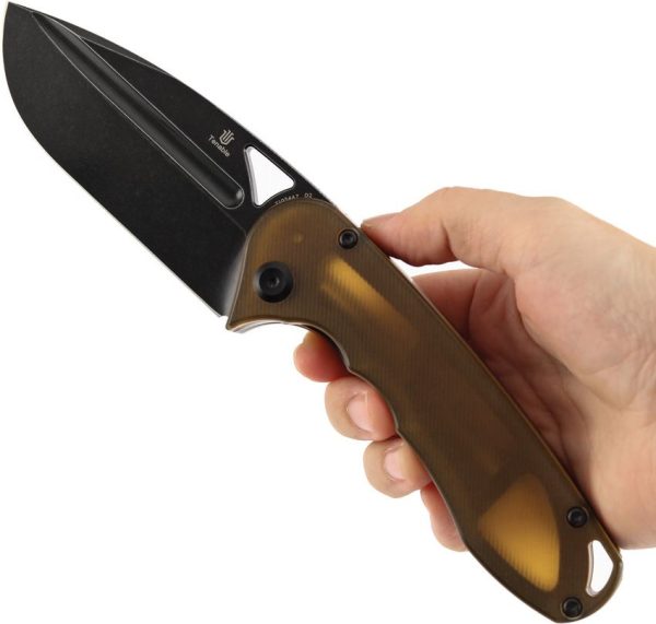 Tenable Bombur Linerlock Amber PEI D2 BlackWash Folding Knife
