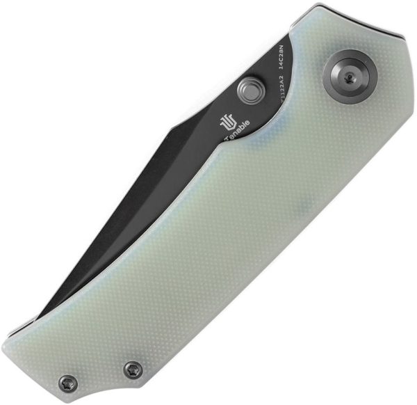 Tenable Fermi Linerlock Jade G10 Folding Knife 14C28N Recurve