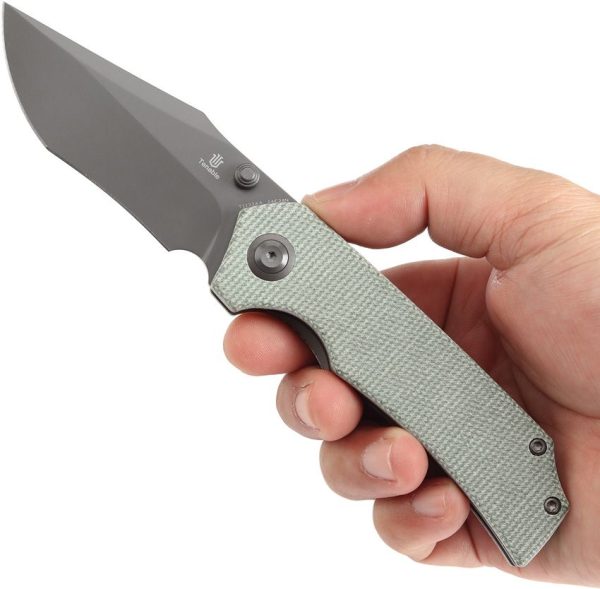 Tenable Fermi Linerlock Green Micarta Folding Knife 14C28N