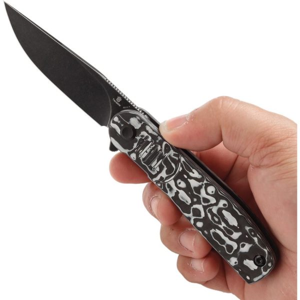 Tenable Einar Linerlock White CF Folding Knife Nitro V