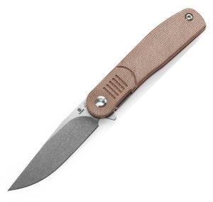 Tenable Einar Linerlock Brown Canvas Folding Knife Nitro V