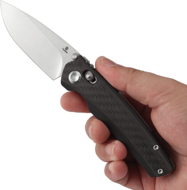 Tenable Raven Crossbar Lock Twill CF Folding Knife 14C28N Sandvik