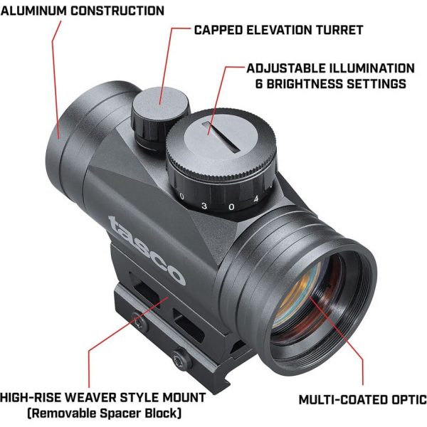 Tasco Red Dot Scope 1x30 Black Picatinny Mount Rifle Shotgun