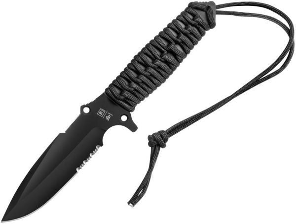 TB Outdoor Survival Fixed Blade Black 4.5" MOX Steel Knife