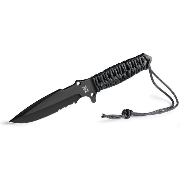 TB Outdoor Survival Fixed Blade Black 4.5" MOX Steel Knife