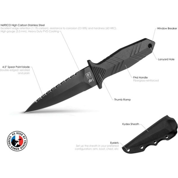 TB Outdoor Protecteur Tactical Fixed Blade - Black