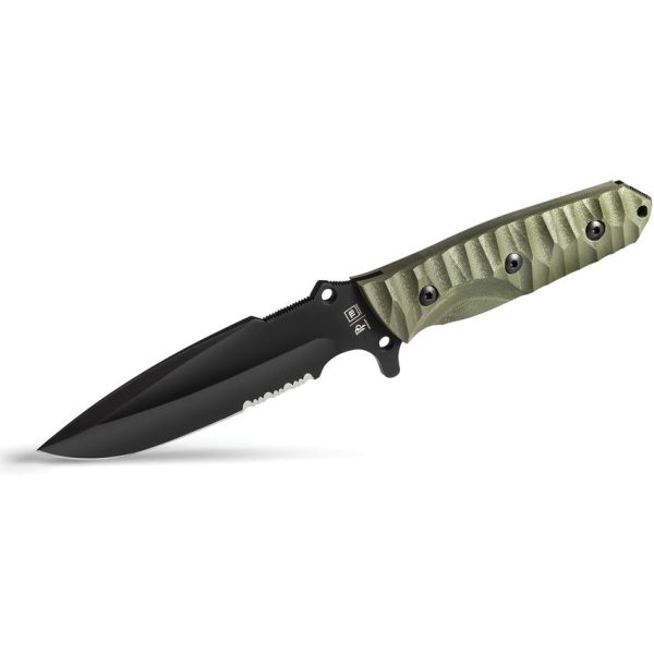 TB Outdoor Survival Fixed Blade Green 4.5" MOX Steel Knife