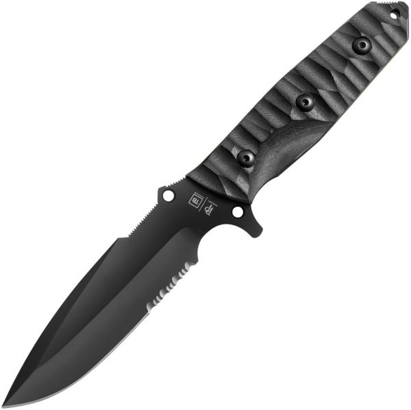 TB Outdoor Survival Fixed Blade Black 4.5" MOX Steel Knife