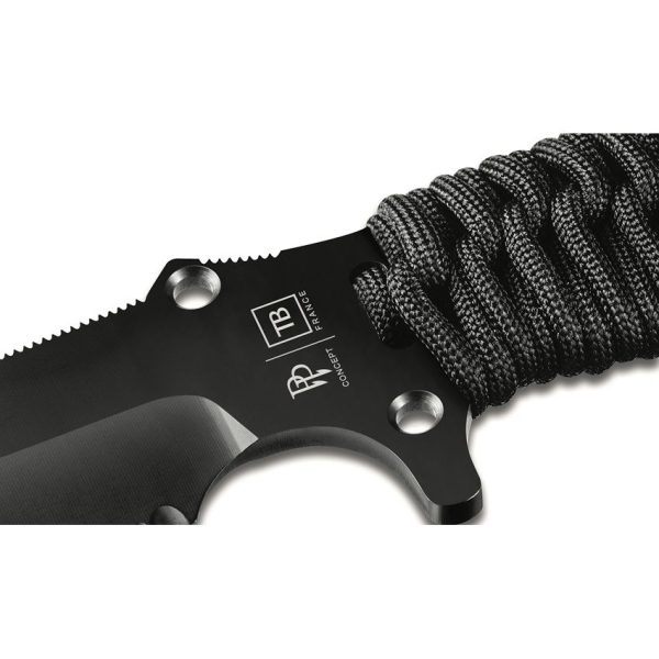 TB Outdoor Survival Fixed Blade Black MOX Steel Knife Kydex Sheath