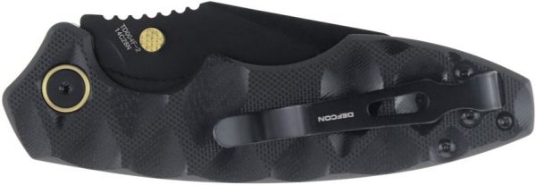 Defcon Linerlock Black/Gold Folding Knife 14C28N Sandvik Steel