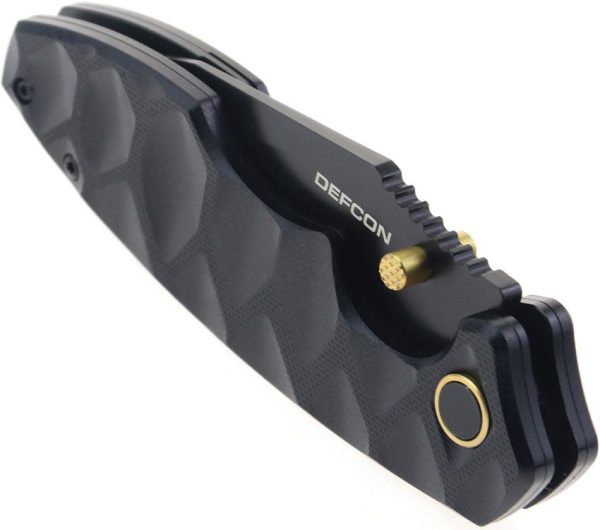 Defcon Linerlock Black/Gold Folding Knife 14C28N Sandvik Steel